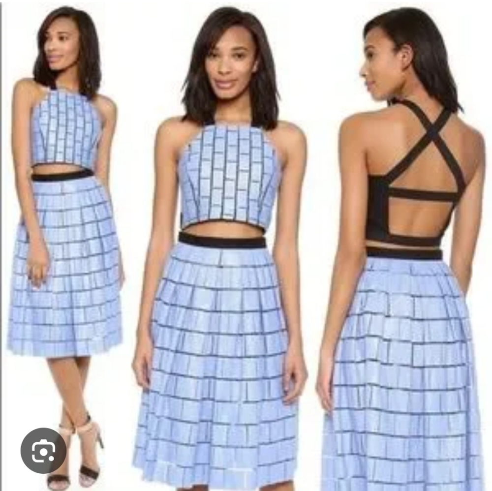 TIBI patchwork Raffia Tank Top